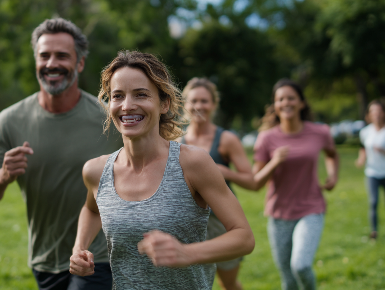 Persona entrenando con pesas en gimnasio moderno
