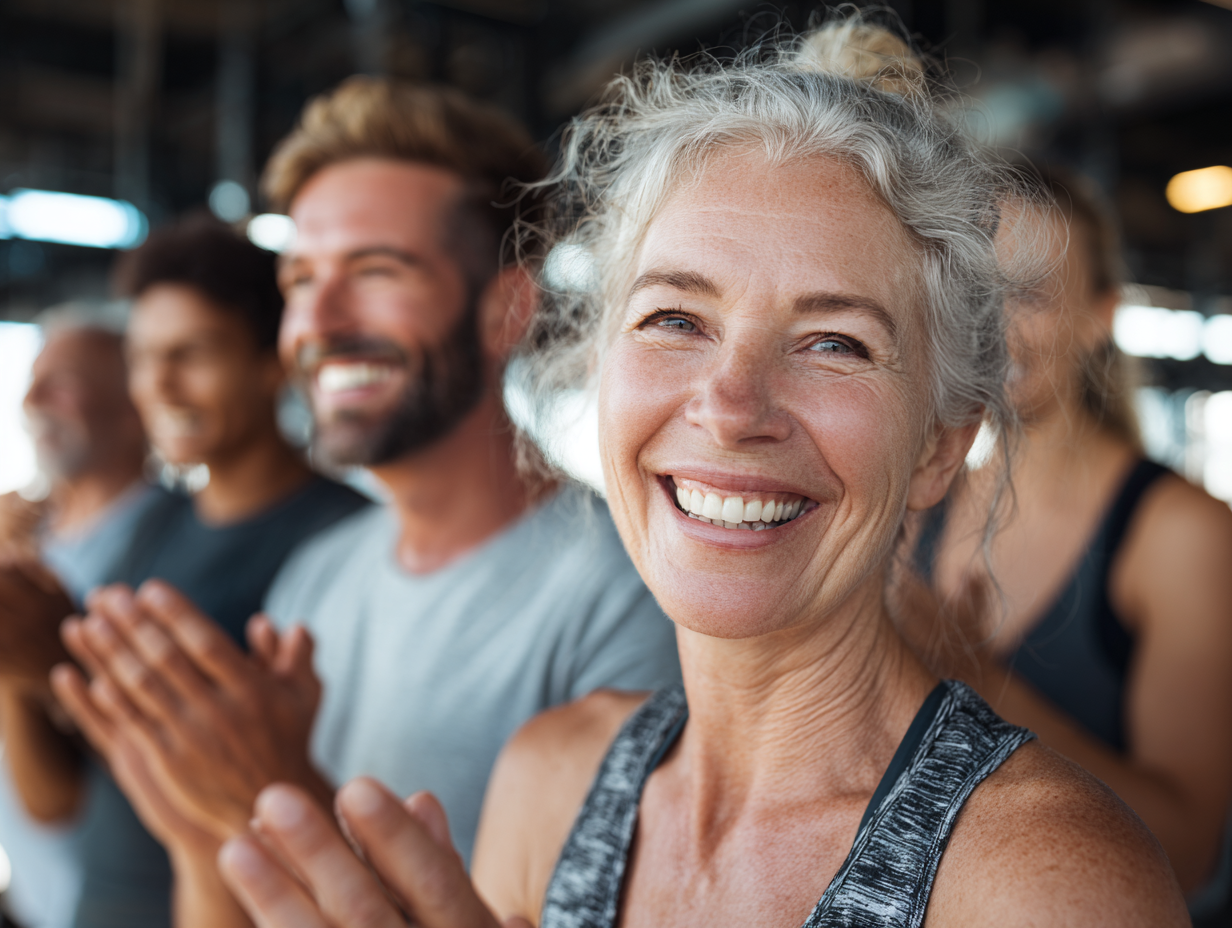 Grupo diverso de personas haciendo ejercicio al aire libre